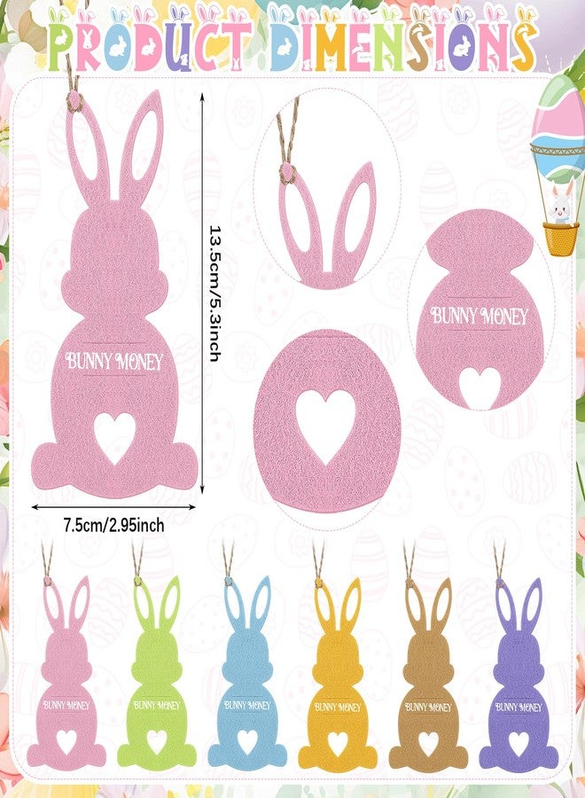 Gilprop 12 Pcs Felt Easter Bunny Money Holders with String for Cash Gifts, Cute Easter Basket Stuffers, Colorful Bunny Gift MoneyHolder, Basket Tag Decorations & Gifts Ideas - Image 2